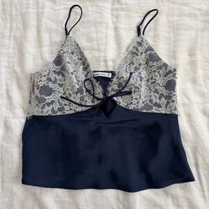Abercrombie & Fitch Bella Navy Lace Trim Camisole